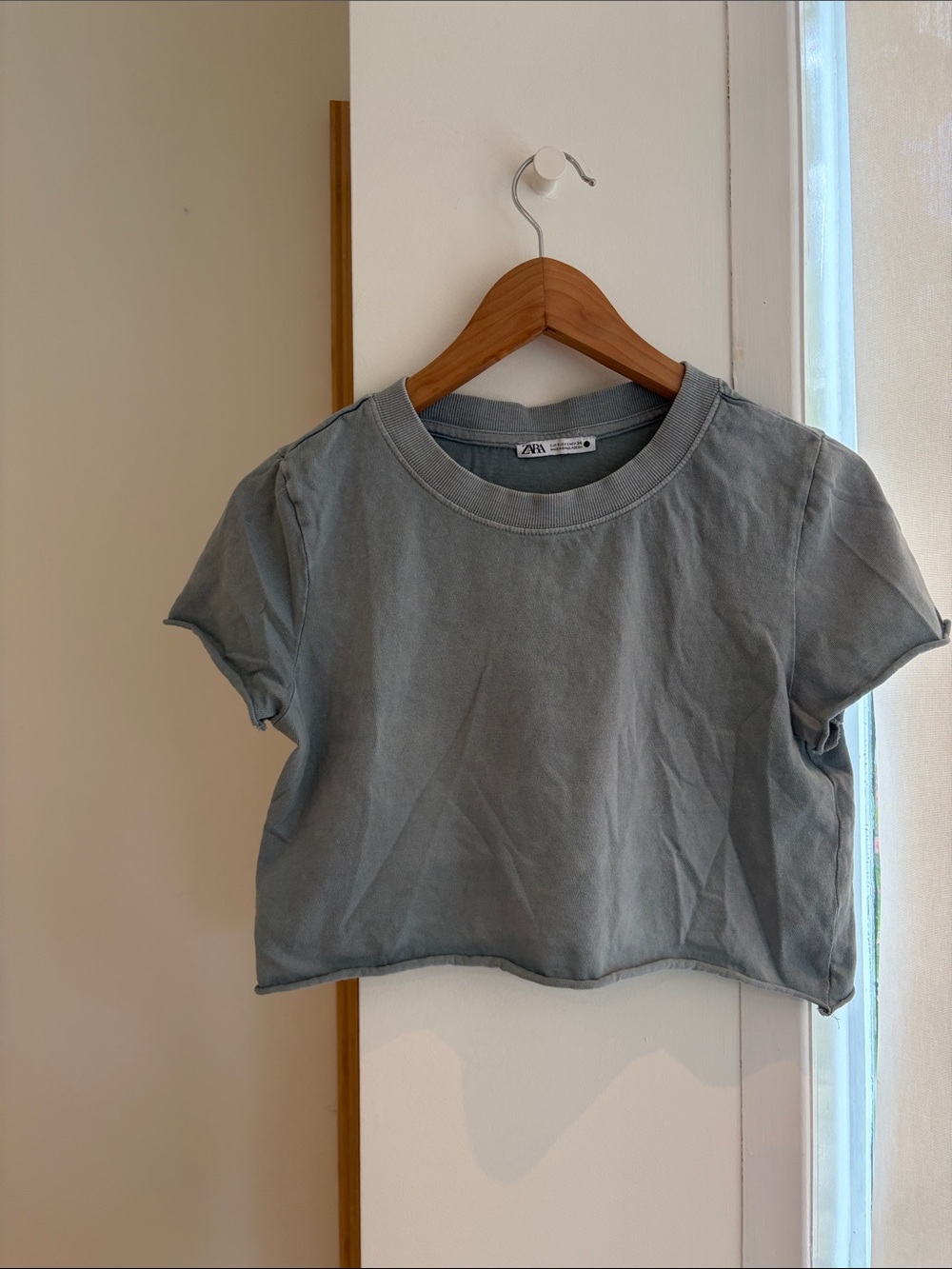 Cropped Zara Short Sleeve in Slate Blue